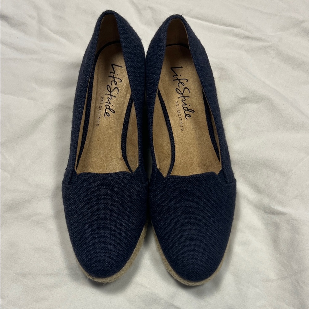Life Stride Navy Slip-On Women's Flats